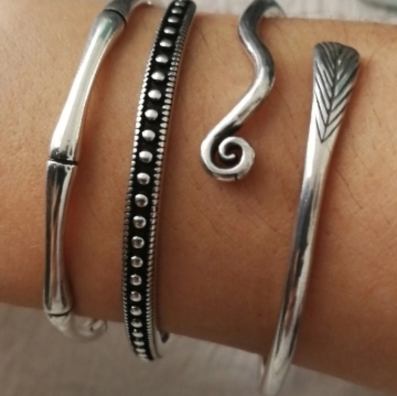 NEW Peacock Sterling Silver Feather Open Bracelet - Picture 11 of 15
